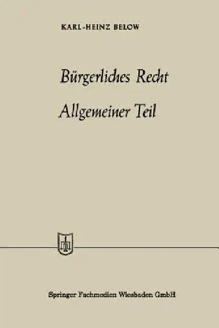 Bürgerliches Recht Allgemeiner Teil (English, Karl-Heinz Below)