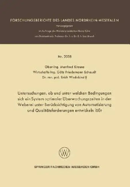 Buy Untersuchungen, OB Und Unter Welchen Bedingungen Sich Ein System Optimaler Überwachungszeiten in Der (English, Manfred Krause) — BookShops.in