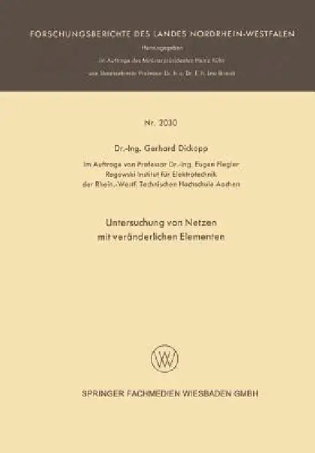 Buy Untersuchung Von Netzen Mit Veränderlichen Elementen (English, Gerhard Dickopp) — BookShops.in
