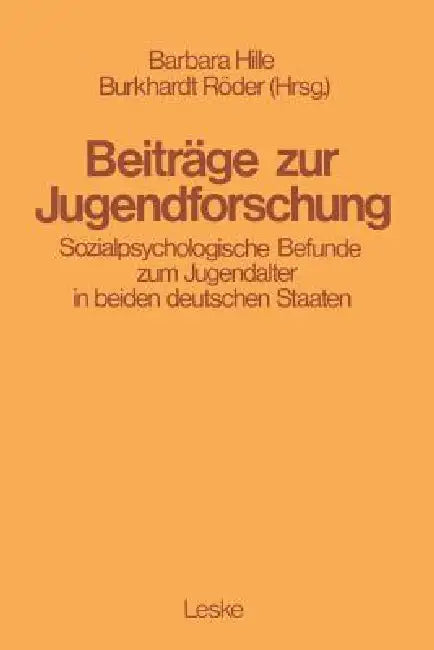 Beiträge Zur Jugendforschung (English, Barbara Hille | Burkhard Roeder)