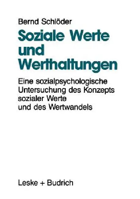 Buy Soziale Werte Und Werthaltungen (English, Bernd Schlöder) — BookShops.in