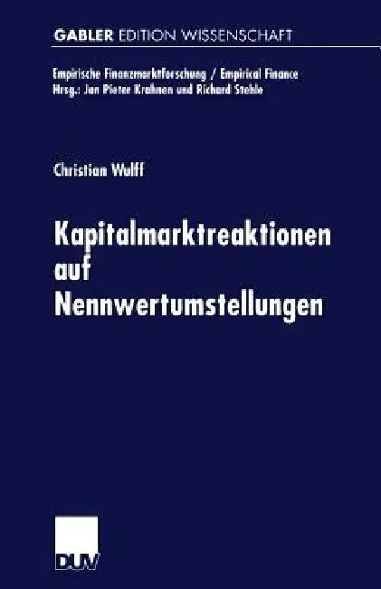 Buy Kapitalmarktreaktionen Auf Nennwertumstellungen (English, Christian Wulff) — BookShops.in
