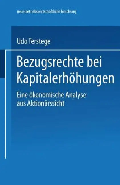 Buy Bezugsrechte Bei Kapitalerhöhungen (English, Udo Terstege) — BookShops.in