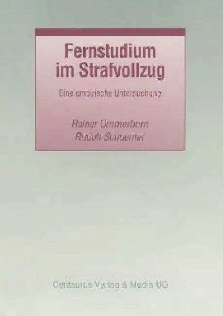 Fernstudium Im Strafvollzug (English, Rudolf Schuemer | Rainer Ommerborn)
