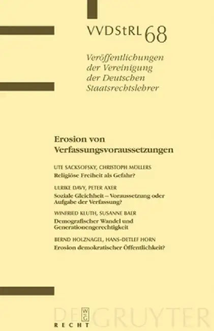 Buy Erosion Von Verfassungsvoraussetzungen (English, Ute Sacksofsky) — BookShops.in