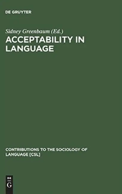 Buy Acceptability in Language (English, Sidney Greenbaum) — BookShops.in